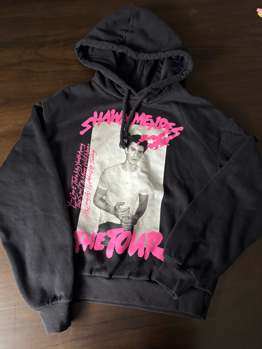 H&M Shawn Mendes 2019 Tour Graphic Hoodie Black Pink Size Small